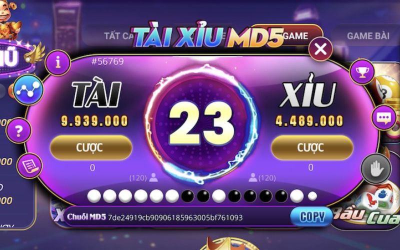 Các cách chơi Tài Xỉu MD5 tại 68 Game Bài